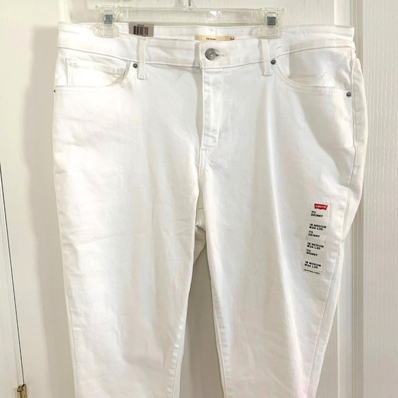 Levi’s 711 Skinny Jeans Mid Rise Denim White Size 34 x 30 18 NEW - Picture 8 of 10